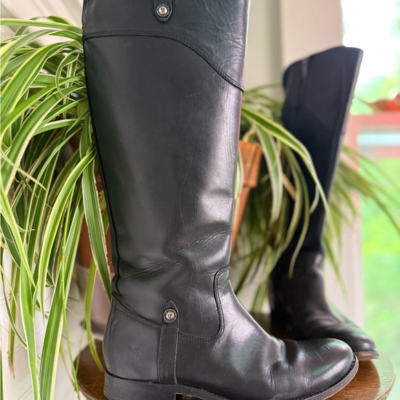 FRYE black leather Melissa tab tall riding boots - Picture 3 of 12